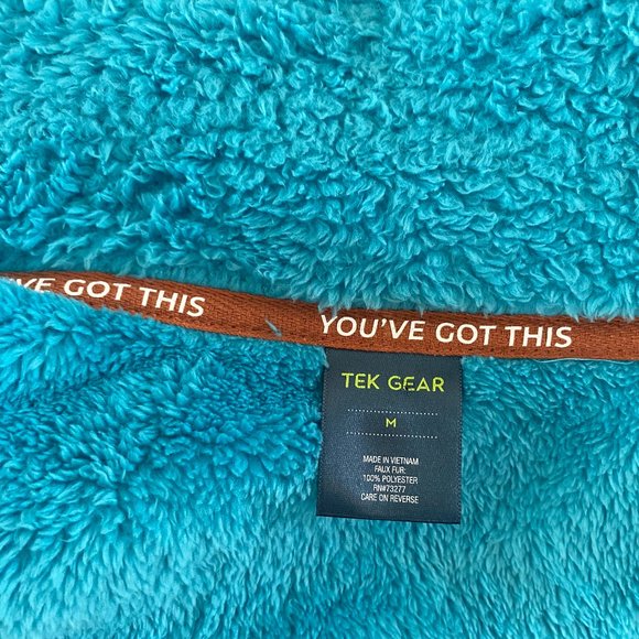 SOLD Tek Gear You've Got This Blue Contrast Brown Fleece Zip Front Jacket NWOT - Picture 14 of 15
